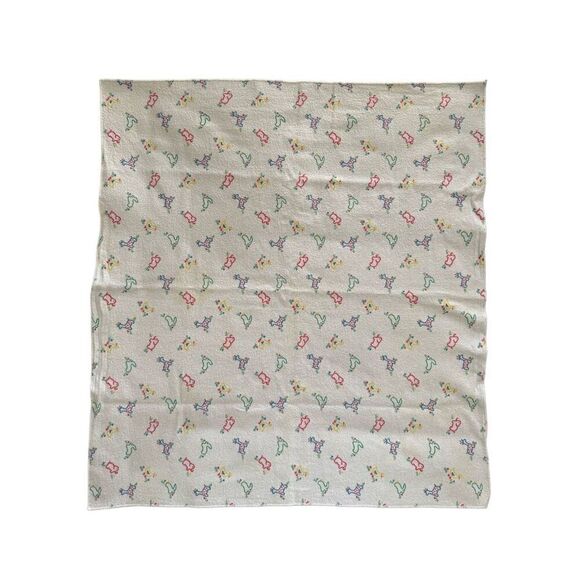 Vintage baby blanket unisex swaddle burp cloth fabric material animal duckling p - Picture 2 of 3